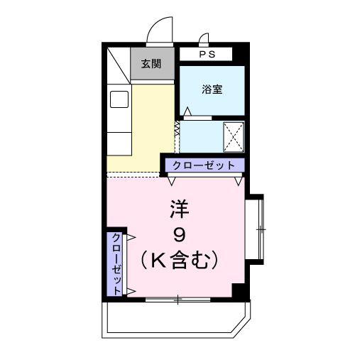 コーポラス華(ワンルーム/2階)の間取り写真
