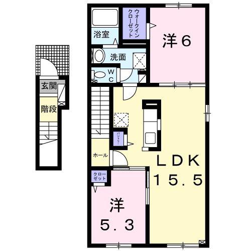 SUN PARKサン パーク(2LDK/2階)の間取り写真