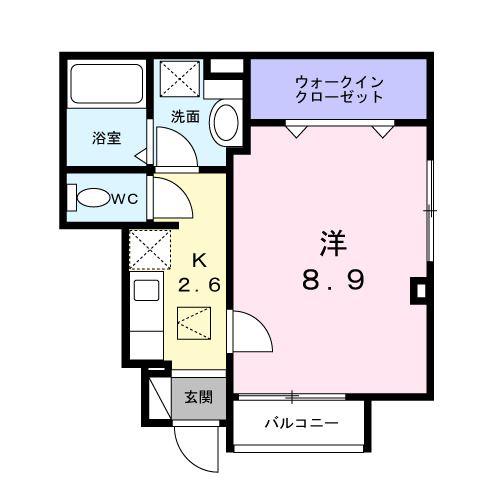 パインヒルズ(1K/1階)の間取り写真