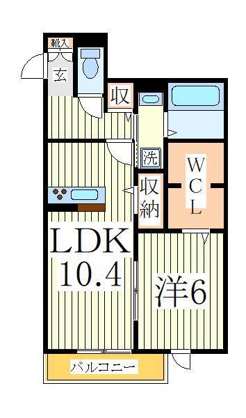 チェントラーレ(1LDK/2階)の間取り写真