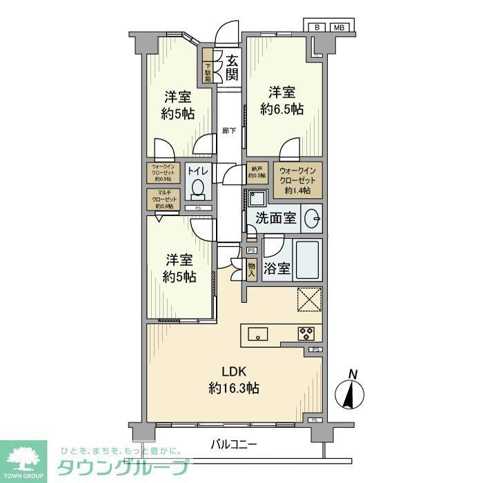 ラ・フォルム新川崎サウスコート(3LDK/3階)の間取り写真