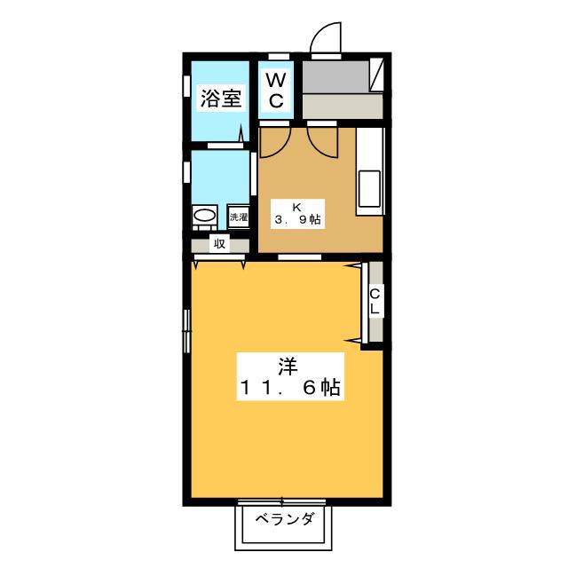 レリアン A棟(1K/1階)の間取り写真
