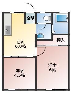 エンゼルハイツ(2DK/1階)の間取り写真