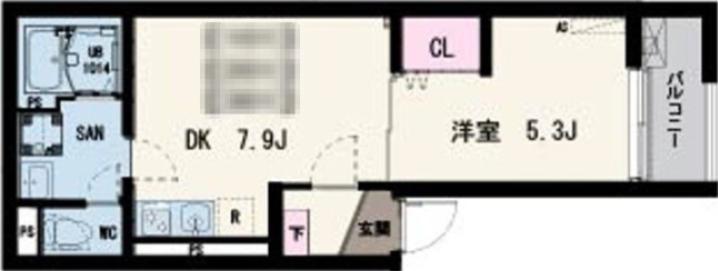 イクシオ小松川(1DK/2階)の間取り写真