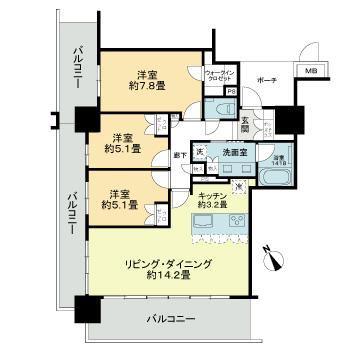 MJR熊本ゲートタワー(3LDK/19階)の間取り写真