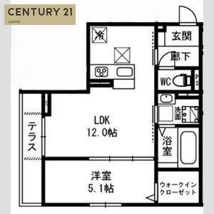 ヴァン クレール(1LDK/1階)の間取り写真