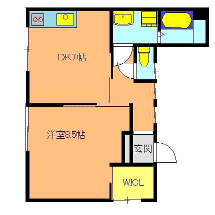 かぎ屋ビル(1DK/4階)の間取り写真