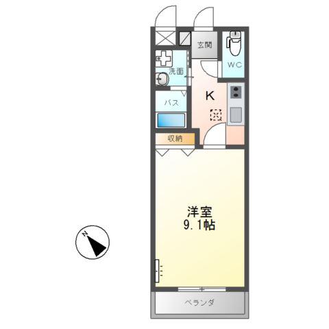 コンフォールTWO(1K/1階)の間取り写真