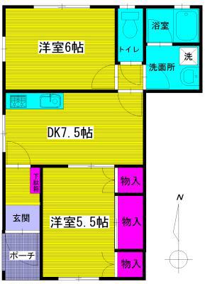 若井メゾン(2DK/1階)の間取り写真