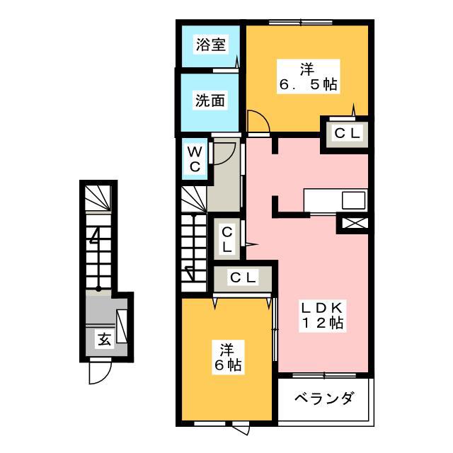 ユートピア ナミ(2LDK/2階)の間取り写真