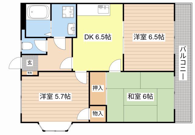 アメニティ21(3DK/1階)の間取り写真