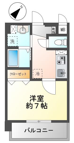 CRUZO BB(1K/2階)の間取り写真