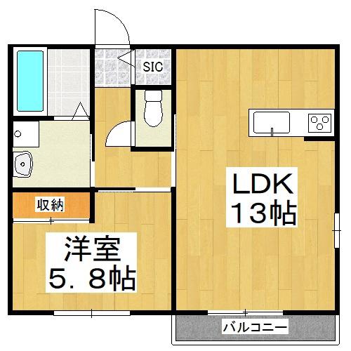 グランシャリオ II(1LDK/1階)の間取り写真
