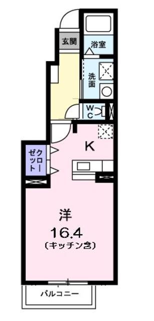 タウンコート中川(1K/1階)の間取り写真