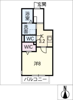 ベルエア大手町(1K/2階)の間取り写真