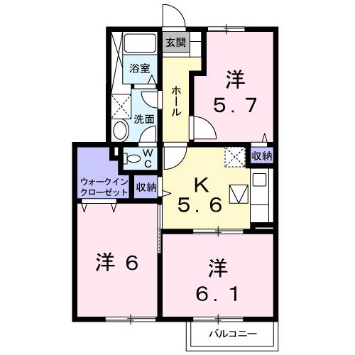 コートヤード20(3K/1階)の間取り写真