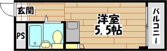 ビバリーヒルズ岡田(ワンルーム/4階)の間取り写真