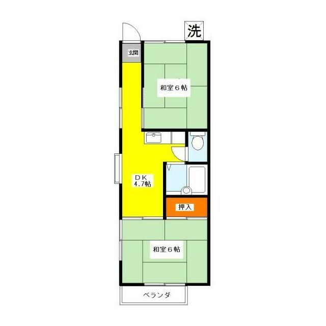 平田ハウス(2K/2階)の間取り写真