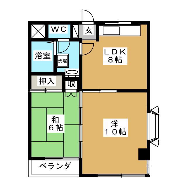 シルクハロー(2LDK/2階)の間取り写真