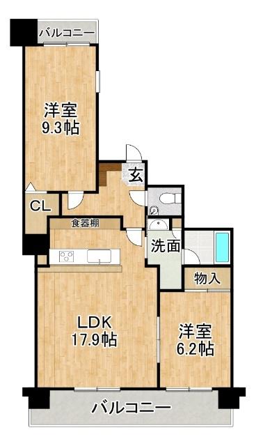 パシフィック白樺パルトネール(3LDK/9階)の間取り写真