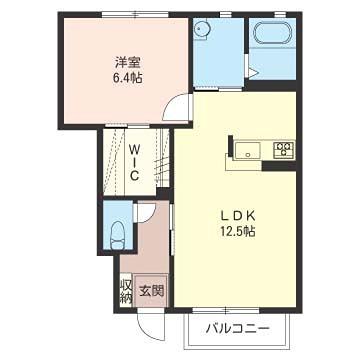 コモア・メゾンF(1LDK/1階)の間取り写真