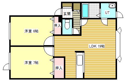 ユトリロ2(2LDK/1階)の間取り写真