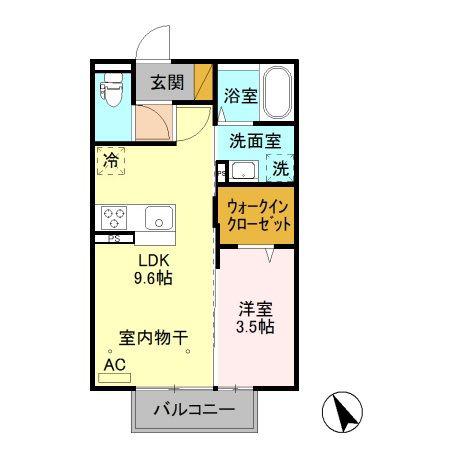 ロイヤルリッチヒル B(1LDK/2階)の間取り写真