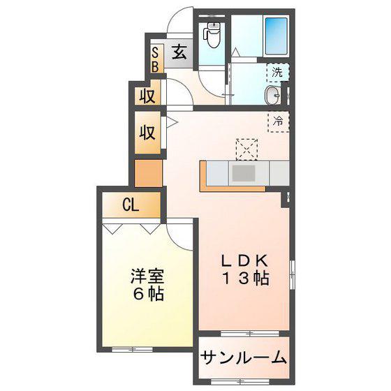 メゾンラヴィエール(1LDK/1階)の間取り写真