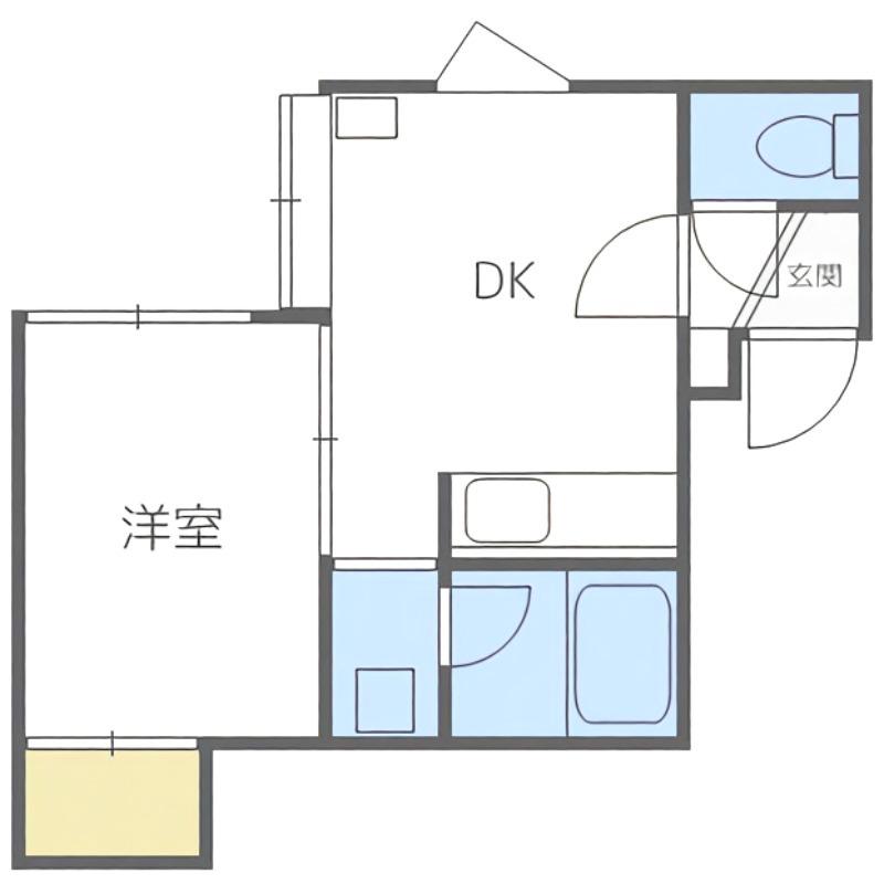 グリーンパーク月寒(1DK/2階)の間取り写真