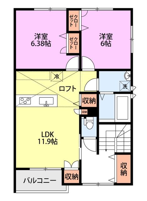JR信越本線 直江津駅 車で9分 2階建 築15年(2LDK/2階)の間取り写真