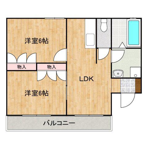 ベル放夢二番館(2LDK/2階)の間取り写真