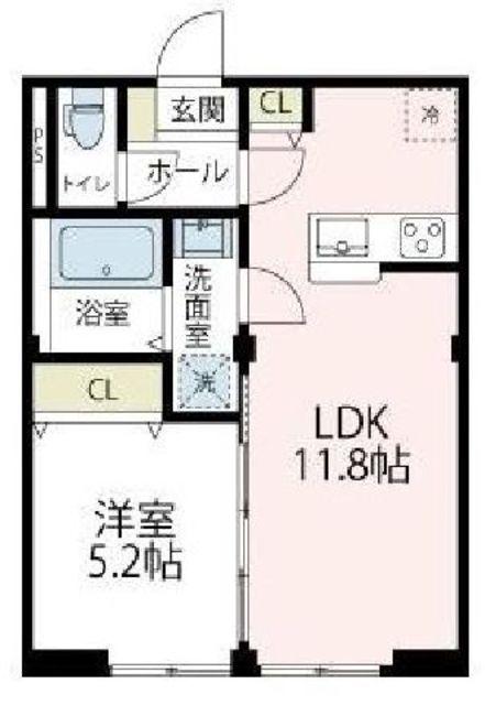 ルミヌ・シャンブル(1LDK/1階)の間取り写真