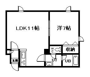 TAFUY東光II(1LDK/2階)の間取り写真
