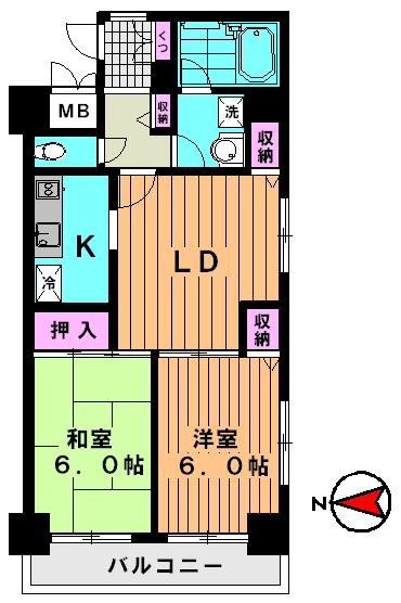 エスパシオ両国(2LDK/3階)の間取り写真