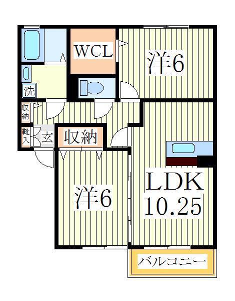 クレストパークA棟(2LDK/2階)の間取り写真