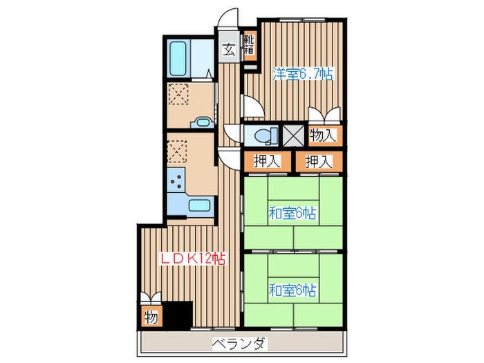 チサンマンション南仙台駅前(3LDK/2階)の間取り写真