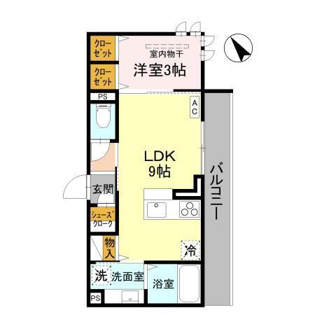 D-ROOM東明(1LDK/3階)の間取り写真