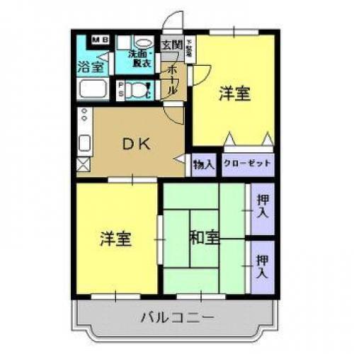 ユーミー青柳 1号館(3DK/1階)の間取り写真