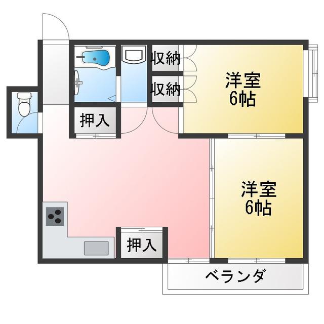 最上マンション(2LDK/2階)の間取り写真