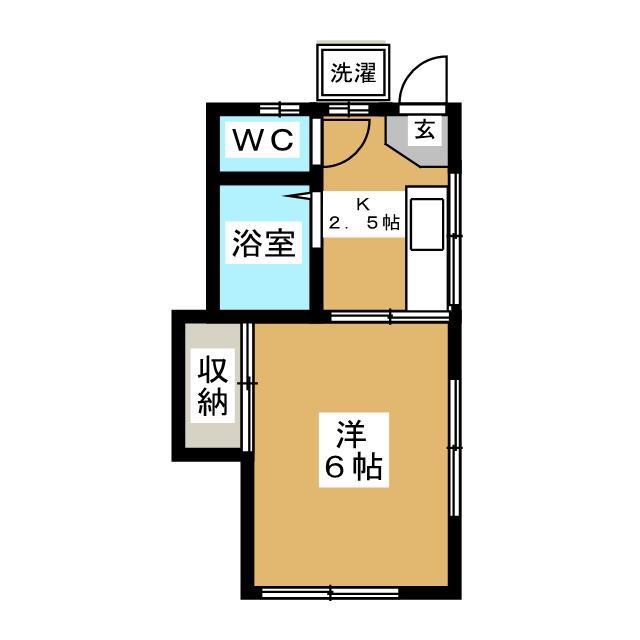 ハイムヒナタ(1K/2階)の間取り写真