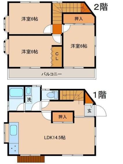 東武野田線 馬込沢駅 徒歩16分 2階建 築32年(3LDK/2階)の間取り写真