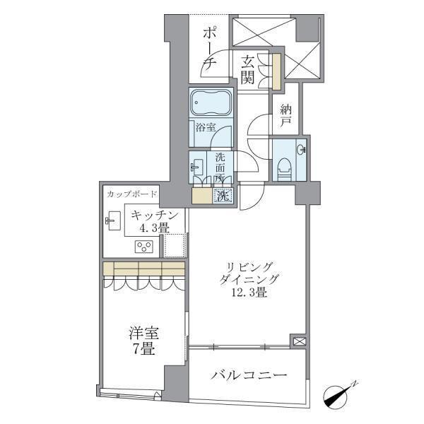 品川Vタワータワー棟(1LDK/11階)の間取り写真