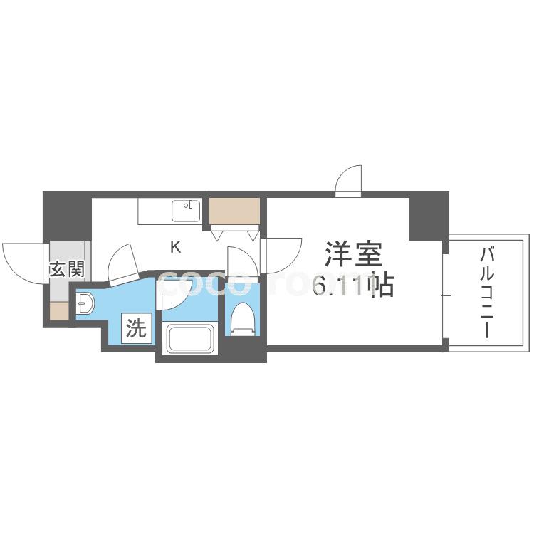 LUCE KUJONISHI(1K/6階)の間取り写真