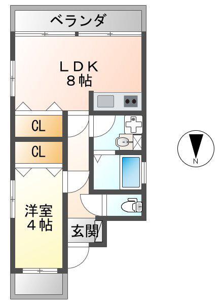 松野ビル(1LDK/4階)の間取り写真