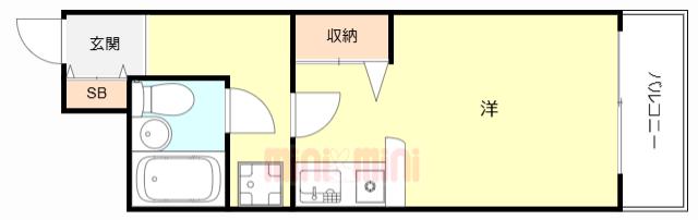 ダイアパレス塚本II番館(ワンルーム/6階)の間取り写真