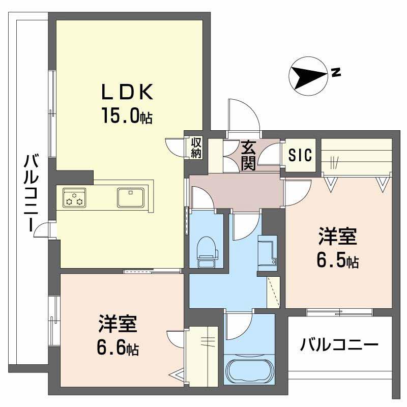 シャーメゾン ハル 水尾(2LDK/3階)の間取り写真