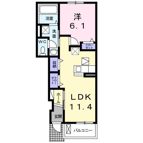 メイベリーナIII(1LDK/1階)の間取り写真