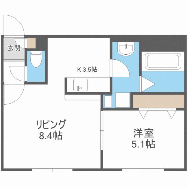 KALMIA桑園 カルミア桑園(1LDK/2階)の間取り写真