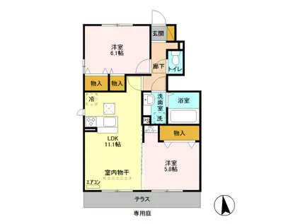 サダル・スウド B(2LDK/1階)の間取り写真