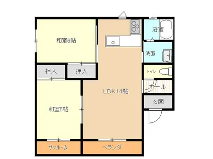 レジデンス泉B(2LDK/1階)の間取り写真